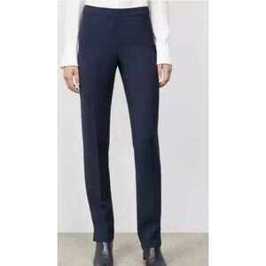 LAFAYETTE 148 Women's‎ Bleecker Side Zip Dress Pants Size 8 Solid Navy Blue
